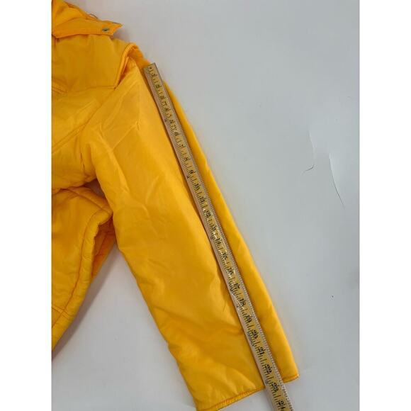 Snow Weather Vintage Puffer Coat Womens 20W Yellow Zip Hooded Nylon Insulated - Picture 14 of 16
